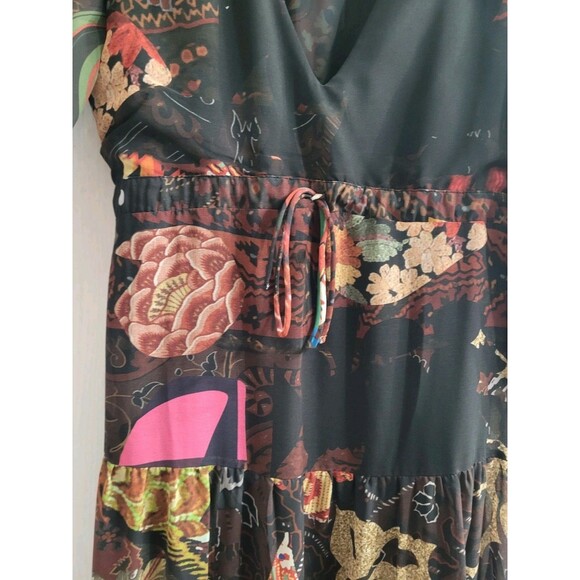 Desigual VIENA Floral Patchwork Maxi Dress Long Sleeve Boho Multicolor Size S - Picture 5 of 9